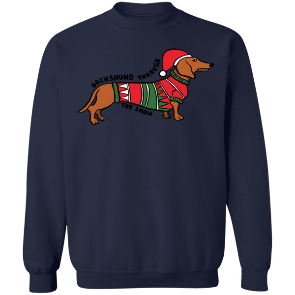 Dachshund Dog Dashing Through the snow ugly christmas sweater sweatshirt