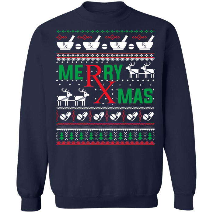 Merry RxMas Rx Pharmacist Pharmacy Tech Ugly Christmas Sweater sweatshirt