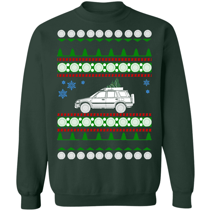 Lifted SUV like CRV with roofrack Ugly Christmas Sweater Sweatshirt sweatshirt