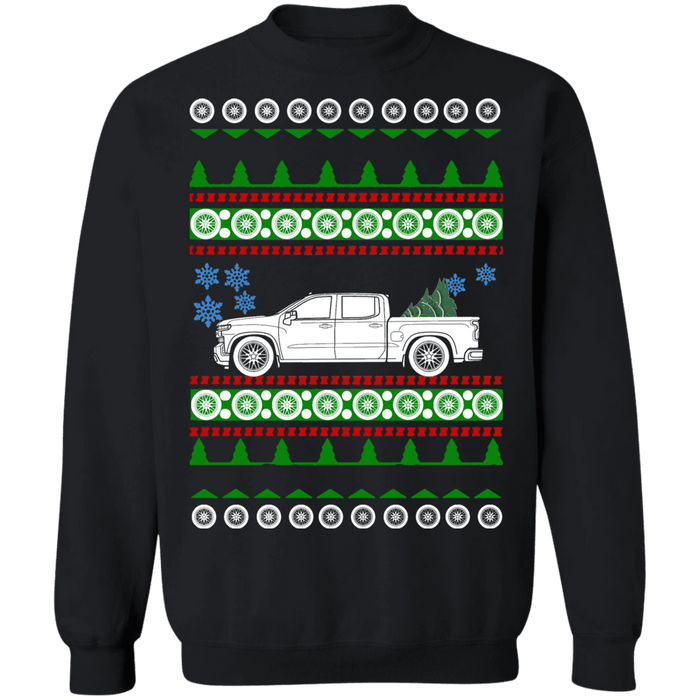 CustomCat Truck Like Chevy Silverado 2019 Ugly Christmas Sweater Sweatshirt Black 4XL