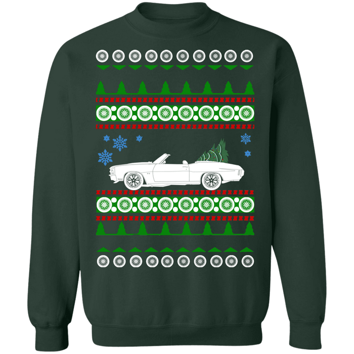 Chevy Chevelle Convertible Ugly Christmas Sweater Sweatshirt (smaller wheels) sweatshirt