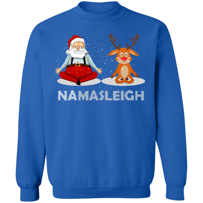 NamaSleigh Funny Santa Yoga Ugly Christmas Sweater namaste sweatshirt