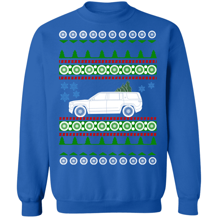 Electric car like a Rivian R1S Ugly Christmas Sweater Sweatshirt