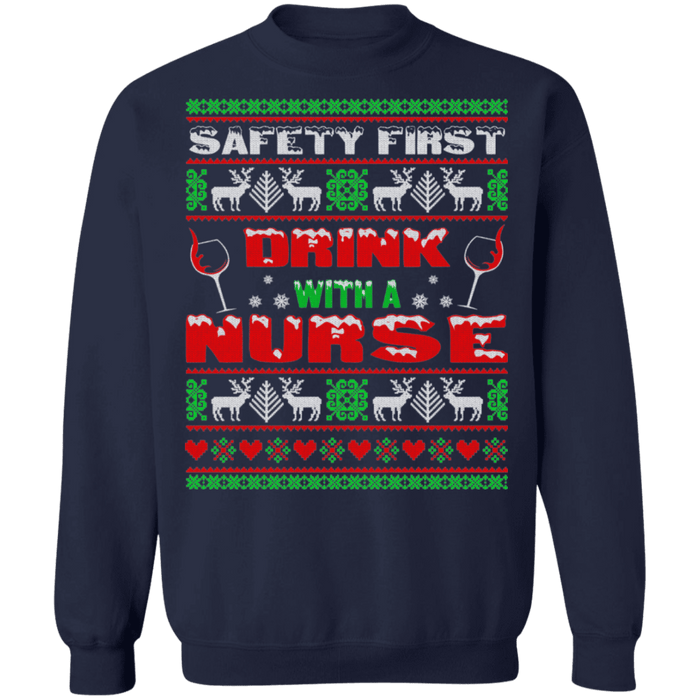 Drink with a Nurse Ugly Christmas Holiday Sweater sweatshirt