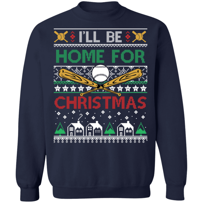 I'll be home for the holidays Baseball Player Ugly Christmas Sweater sweatshirt