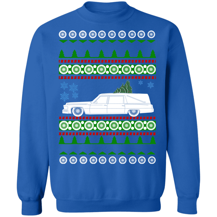 1977 Cadillac Hearse ugly christmas sweater