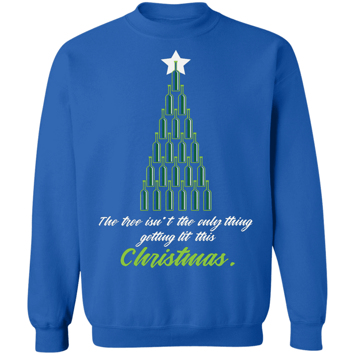 The tree isn't the only thing getting lit funny drinking Ugly Christmas Sweater sweatshirt