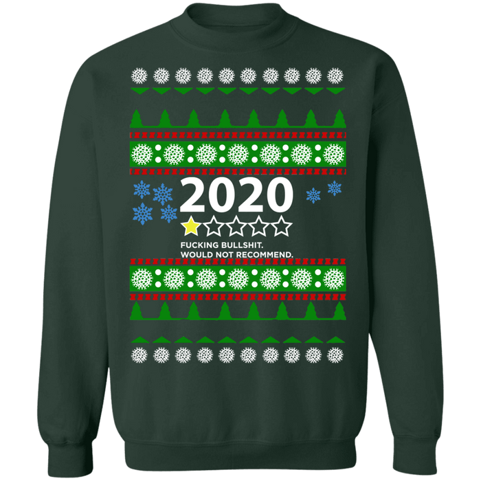 2020 Ugly Christmas Sweater 1 Star Review Fucking Bullshit Would not recommend