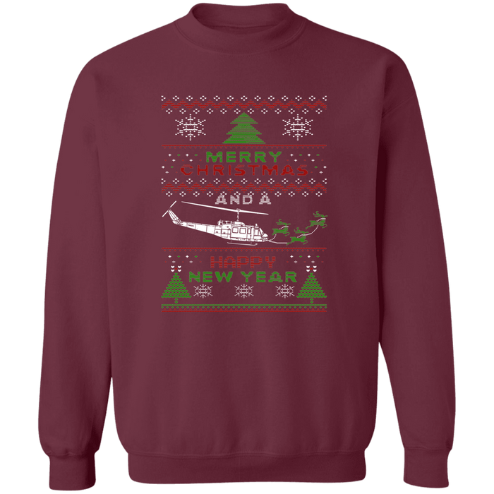 Bell UH-1 Iroquois Helicopter Ugly Christmas Sweater Sweatshirt