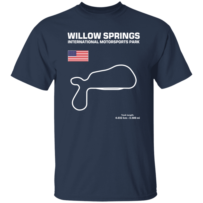 Willow Springs International Motorsports Park Track Outline Series cotton t-shirt