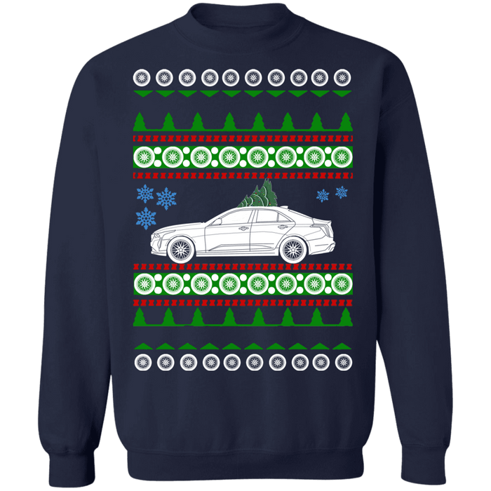 car like a Cadillac CT4-V ugly christmas sweater sweatshirt