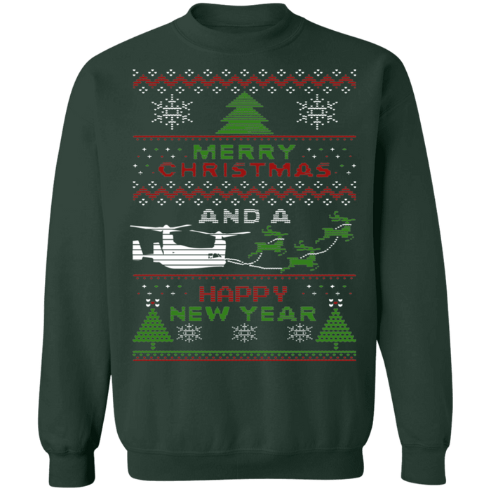 Military Helicopter Osprey Ugly Christmas Sweater V2