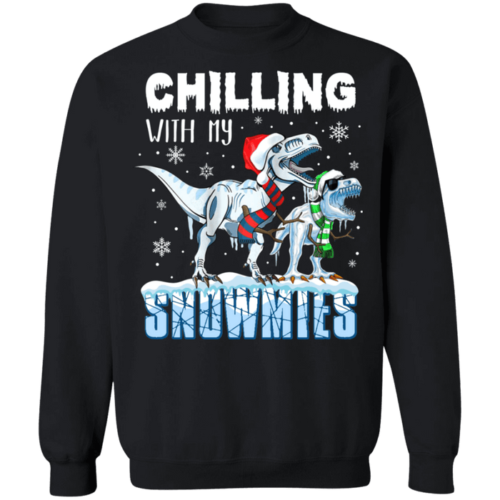 Chilling with my Snowmies T-rex Dinosaurs Ugly Christmas Sweater sweatshirt