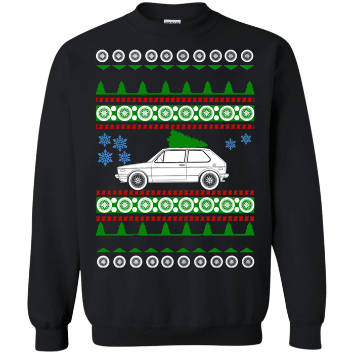 German Car like  Rabbit GTI MK1 Ugly Christmas Sweater green tree sweatshirt