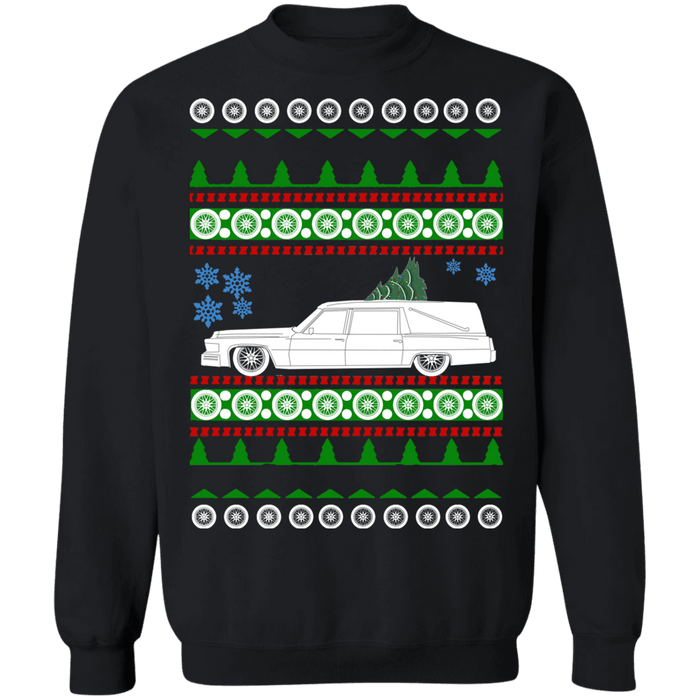 1977 Cadillac Hearse ugly christmas sweater