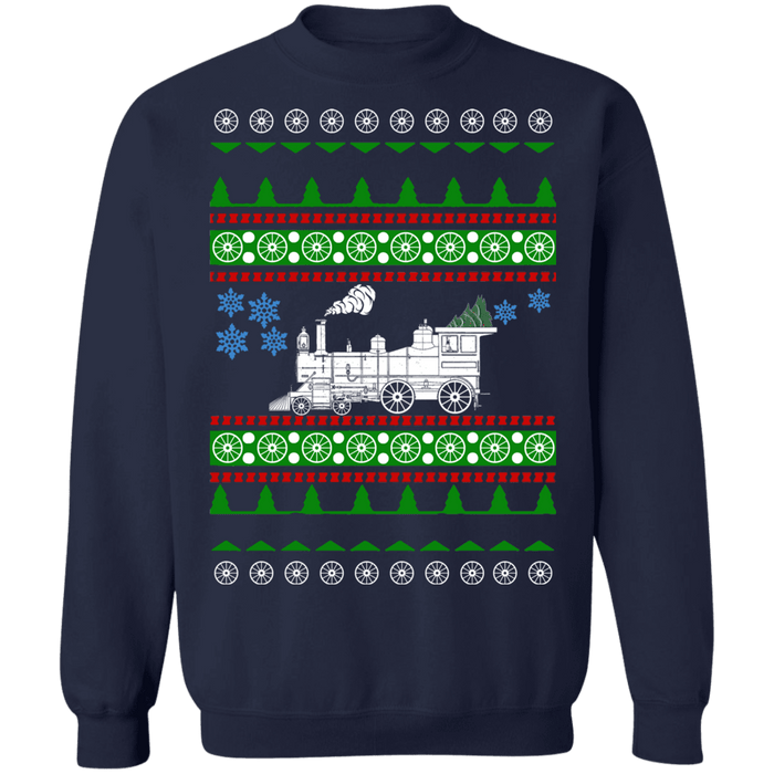 Steam Train Locomotive Ugly Christmas Sweater