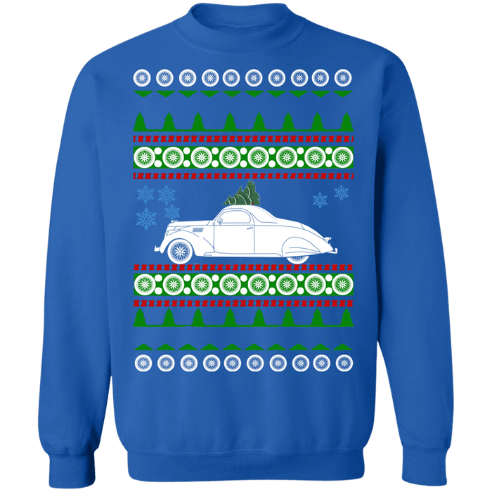 car 1937 Lincoln Zephyr Ugly Christmas Sweater Sweatshirt