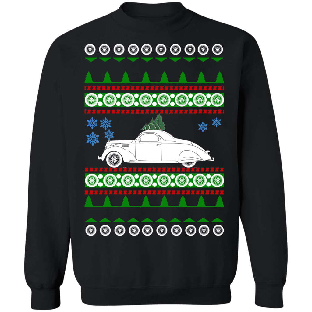 car 1937 Lincoln Zephyr Ugly Christmas Sweater Sweatshirt