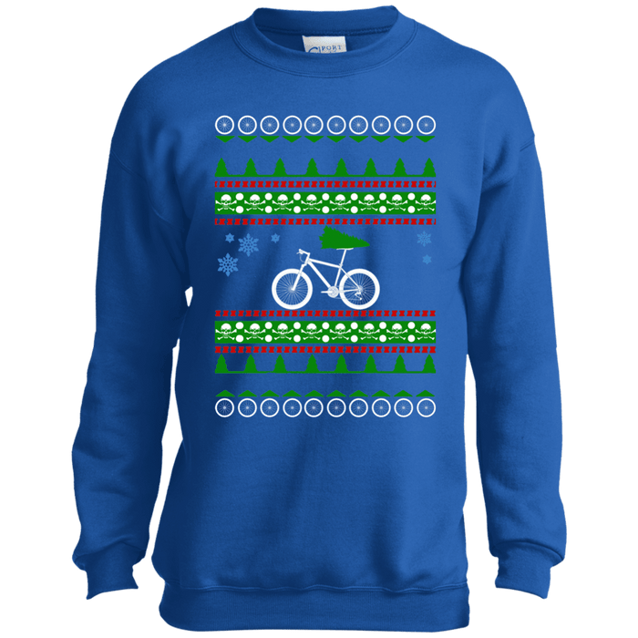 Youth mountain bike ugly christmas sweater