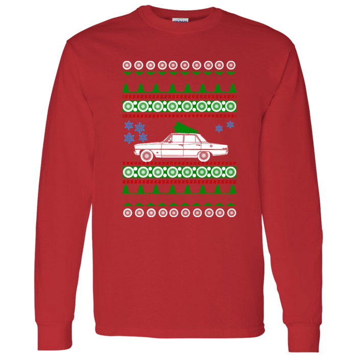 Chevy Nova II 4 door Ugly Christmas Sweater T-shirt long sleeve