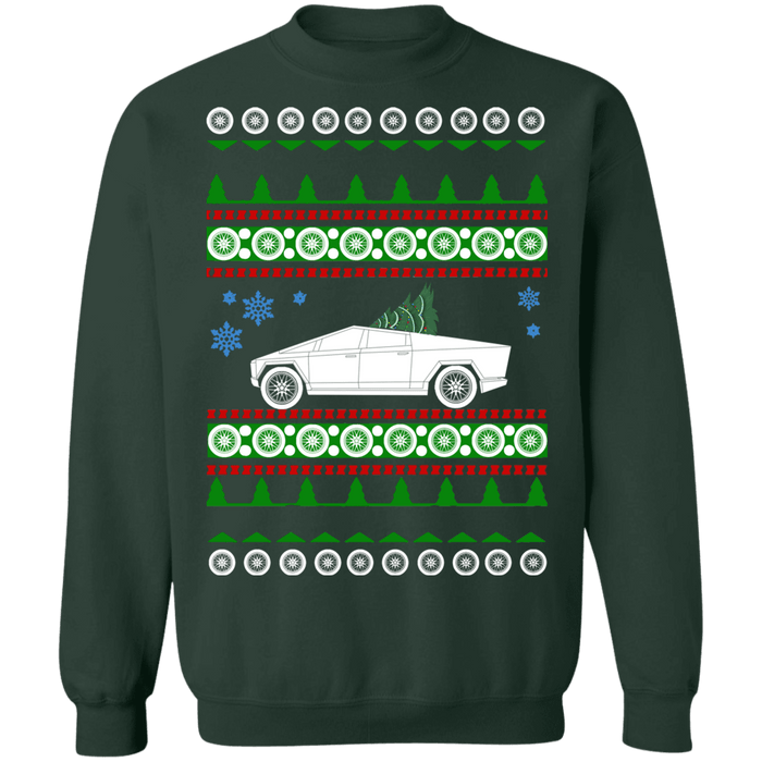 Electric Vehicle Truck like CyberTruck Ugly Christmas Sweatshirt sweatshirt