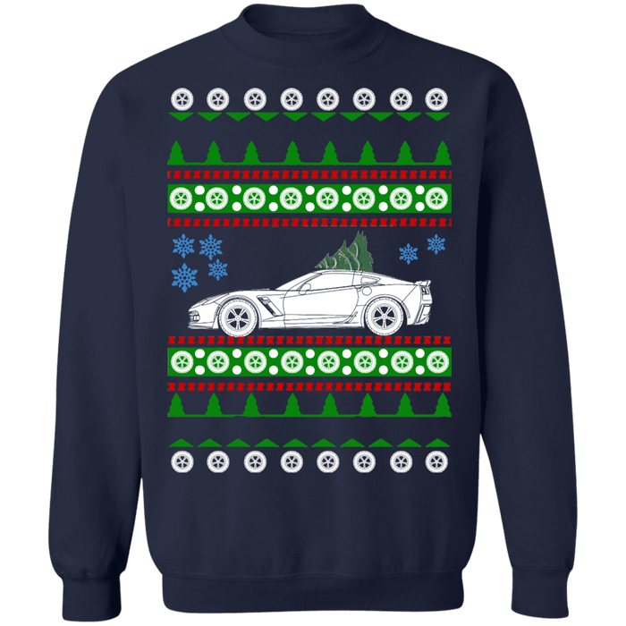 Corvette C7 Ugly Christmas Sweater Sweatshirt V3