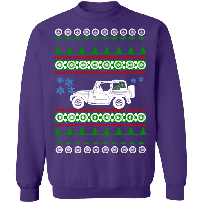 off road american vehicle 1998 TJ ugly christmas sweater