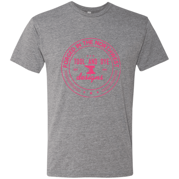 Tool and Dye Forged pink logo mens tri-blend