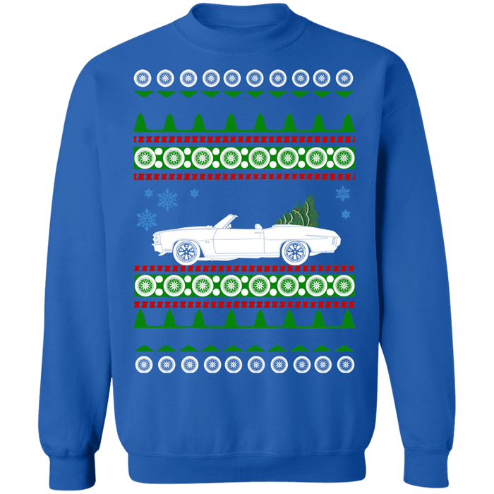 Chevy Chevelle Convertible Ugly Christmas Sweater Sweatshirt (smaller wheels) sweatshirt