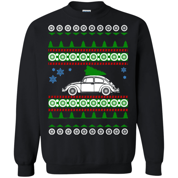 German car Bug Beetle 1953 Oval Window Ugly Christmas Sweater car like a sweatshirt