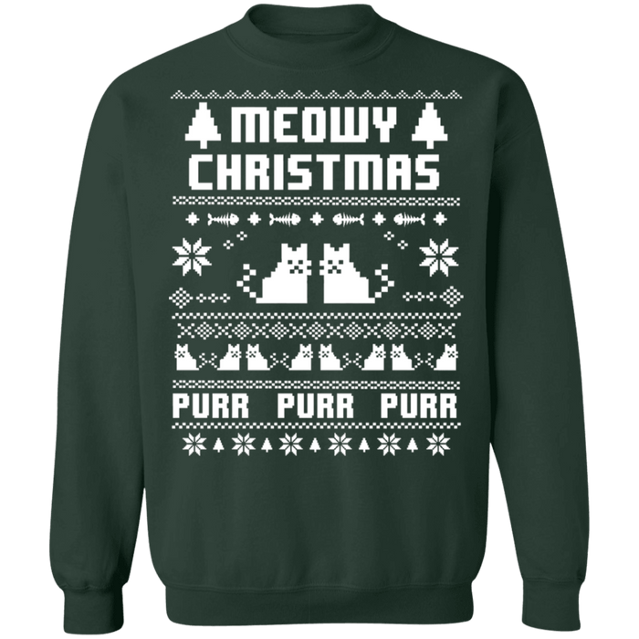 Meowy cat purr purr purr ugly christmas sweater sweatshirt