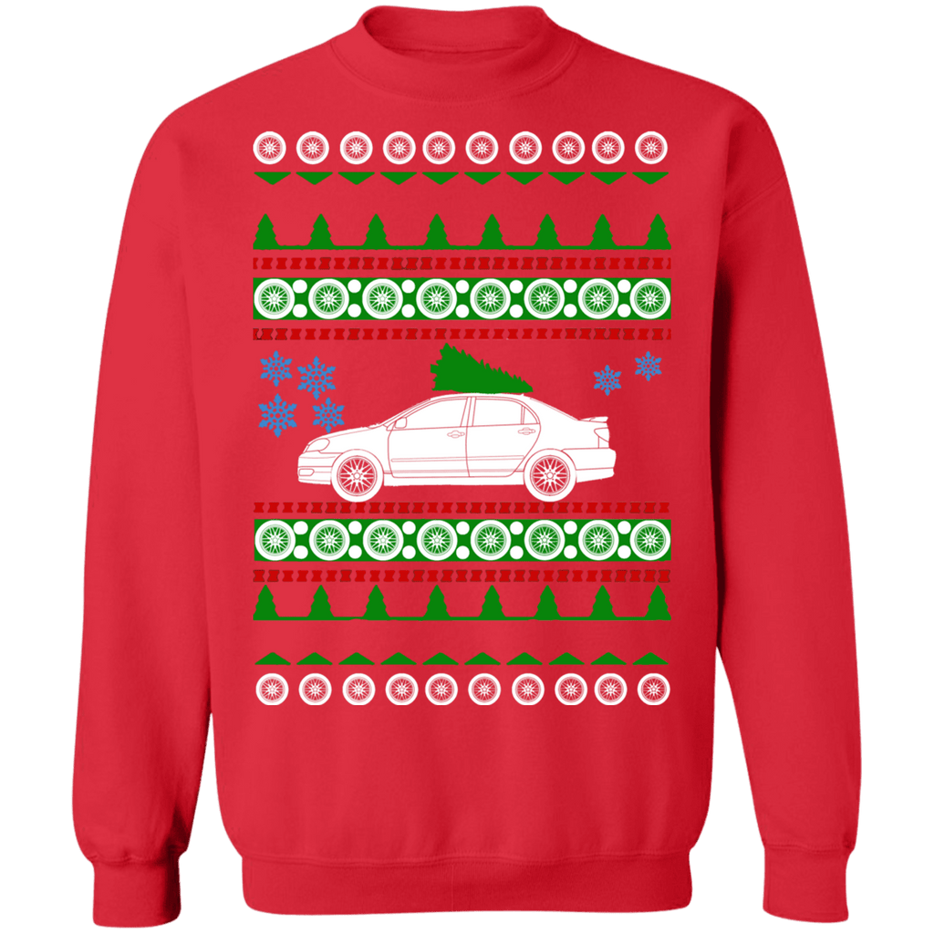 2005 Toyota Corolla ugly christmas sweater red