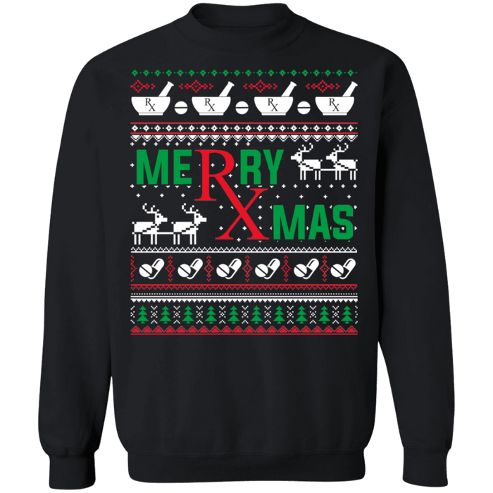 Merry RxMas Rx Pharmacist Pharmacy Tech Ugly Christmas Sweater sweatshirt