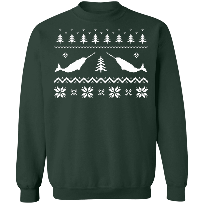 CustomCat Narwhal Ugly Christmas Sweater Sweatshirt Royal 3XL