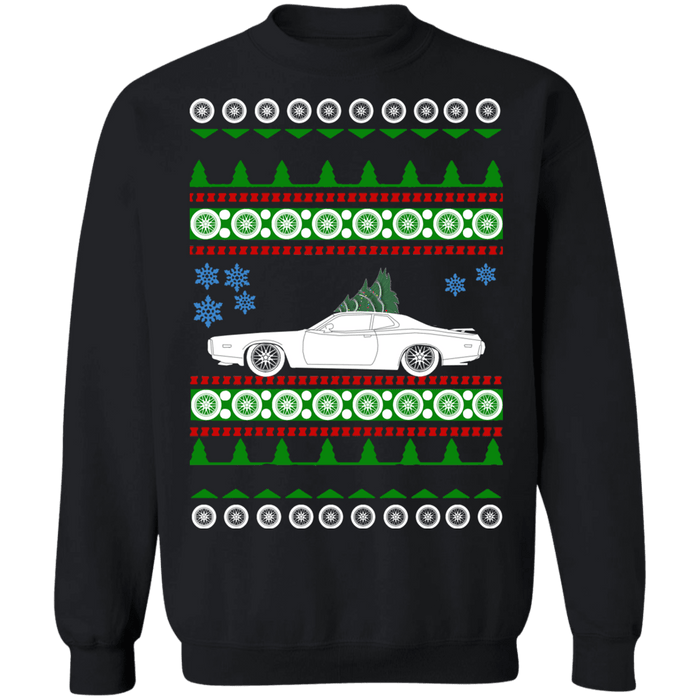 Hot rod like 3rd gen american car or truck like a  Charger Ugly Christmas Sweater 1973