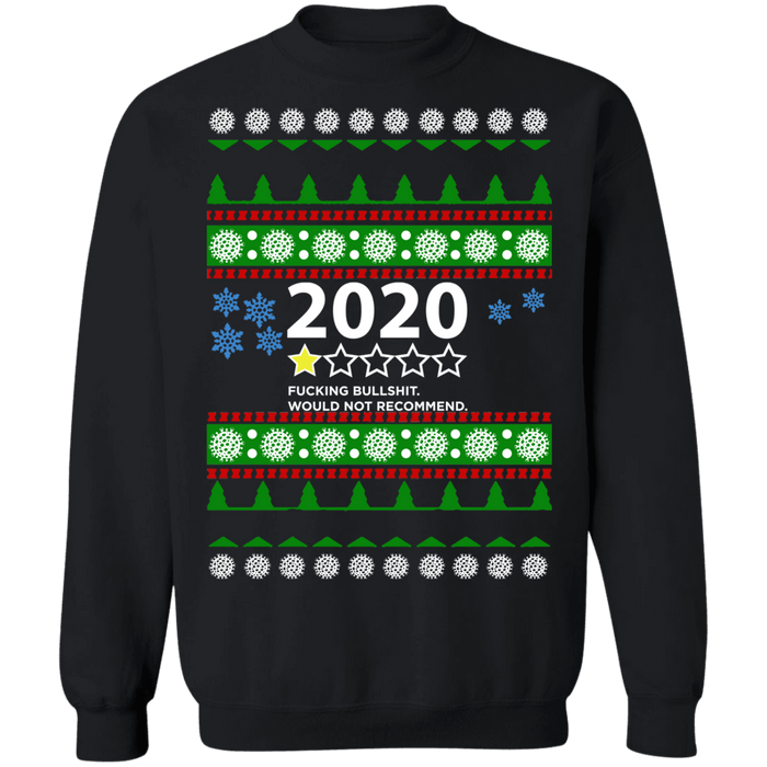 2020 Ugly Christmas Sweater 1 Star Review Fucking Bullshit Would not recommend