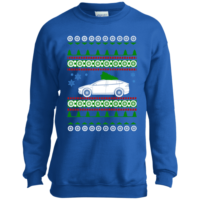 Tesla Model X Youth ugly Christmas Sweater