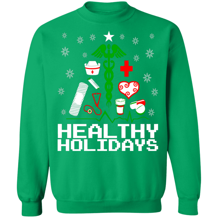 Healthy Holidays Christmas Tree Nursing Ugly Christmas Sweater Sweatshirt