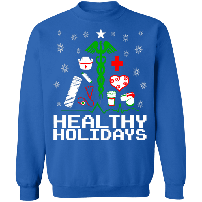 Healthy Holidays Christmas Tree Nursing Ugly Christmas Sweater Sweatshirt