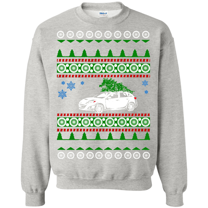 Mazda speed 3 ugly christmas sweater sweatshirt 3/4 view