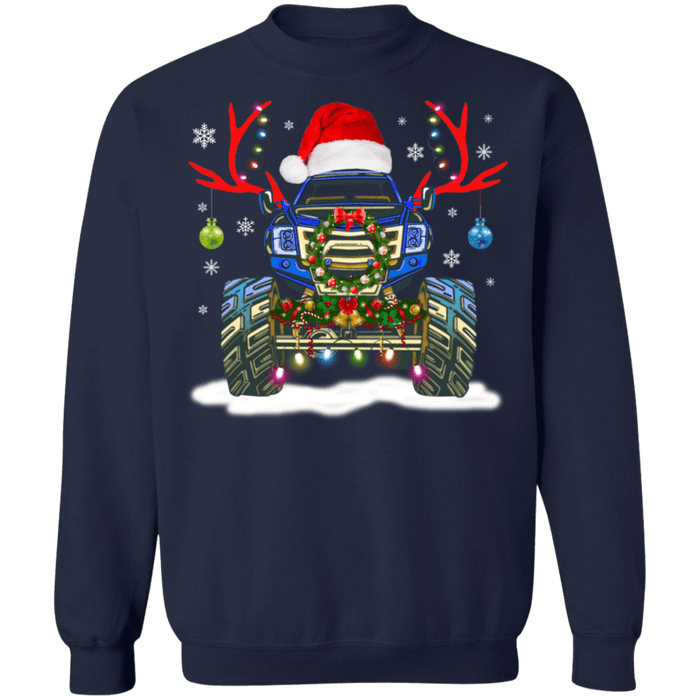 Monster Truck Reindeer Antlers ugly christmas sweater sweatshirt