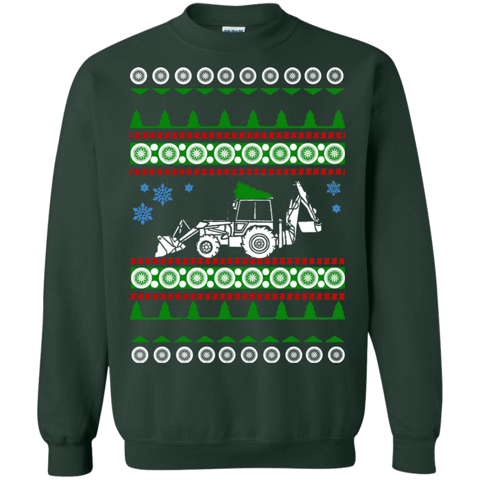 Backhoe ugly christmas sweater heavy equipment construction excavator sweatshirt