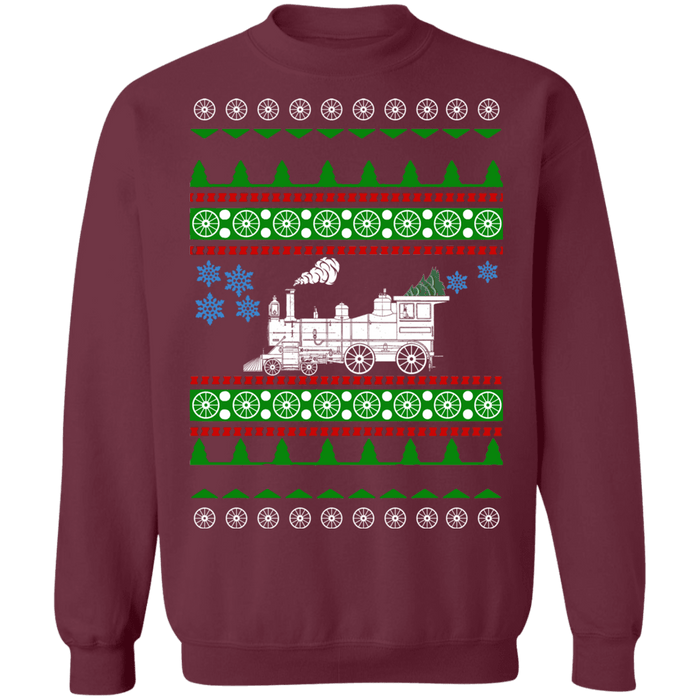 Steam Train Locomotive Ugly Christmas Sweater