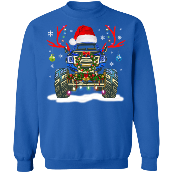 Monster Truck Reindeer Antlers ugly christmas sweater sweatshirt