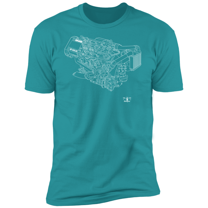 Saab 16v Engine Blueprint T-shirt (many colors)