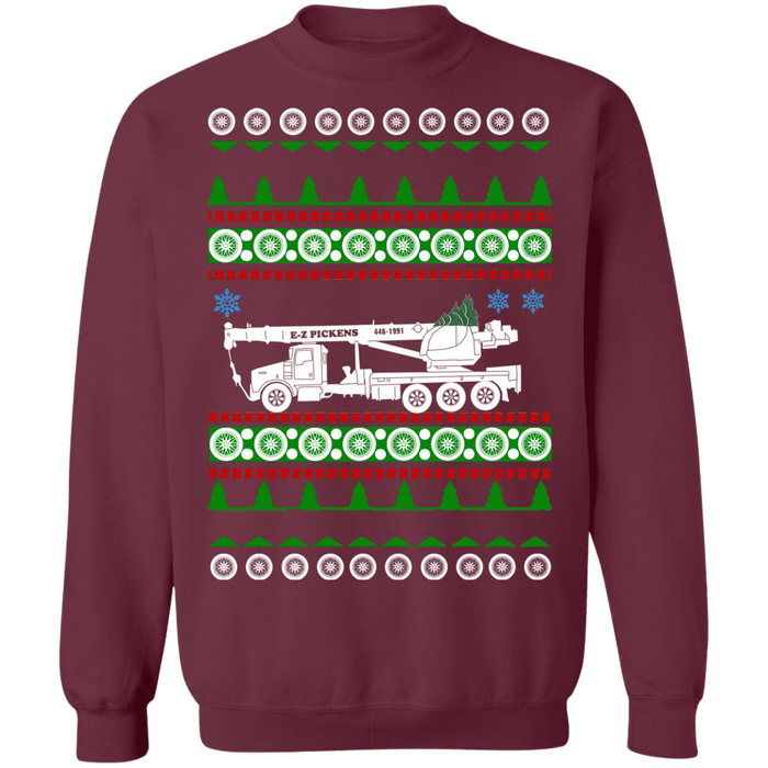 Large Mobile Crane Truck Operator ugly christmas sweater