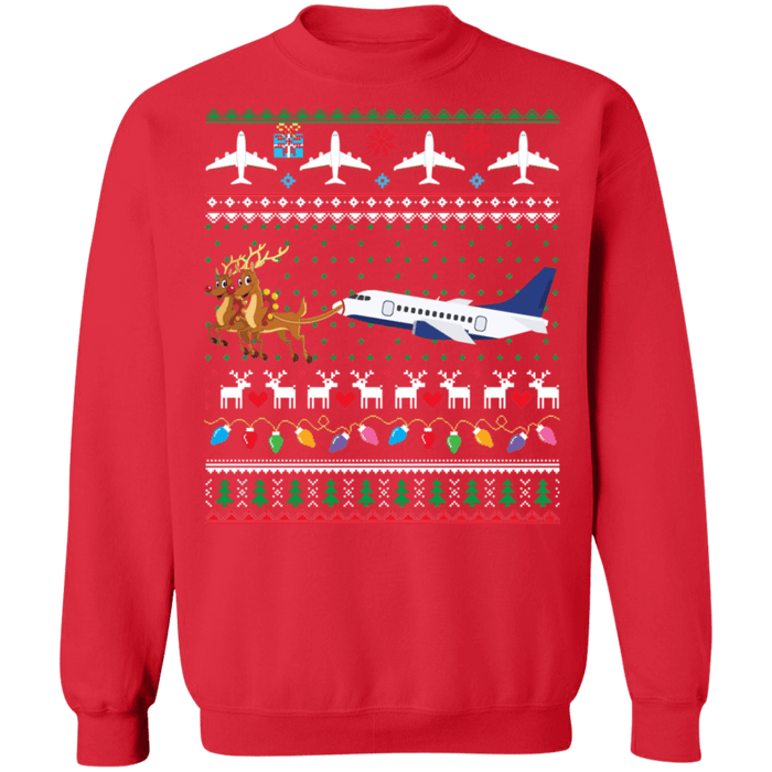 Airplane jet reindeer ugly christmas sweater sweatshirt