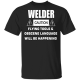 Caution Welder Tools Flying T-shirt