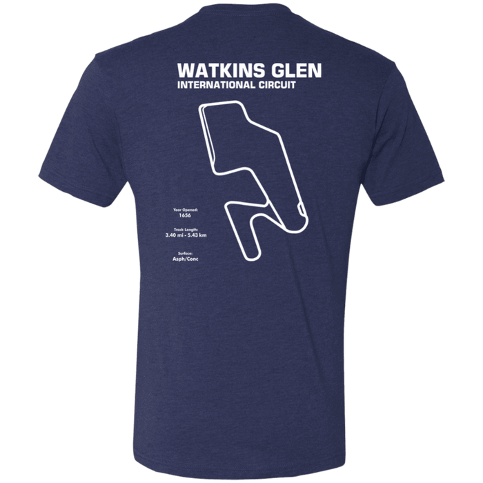 Watkins Glen Track Outline Series Tri-Blend back print T-shirt