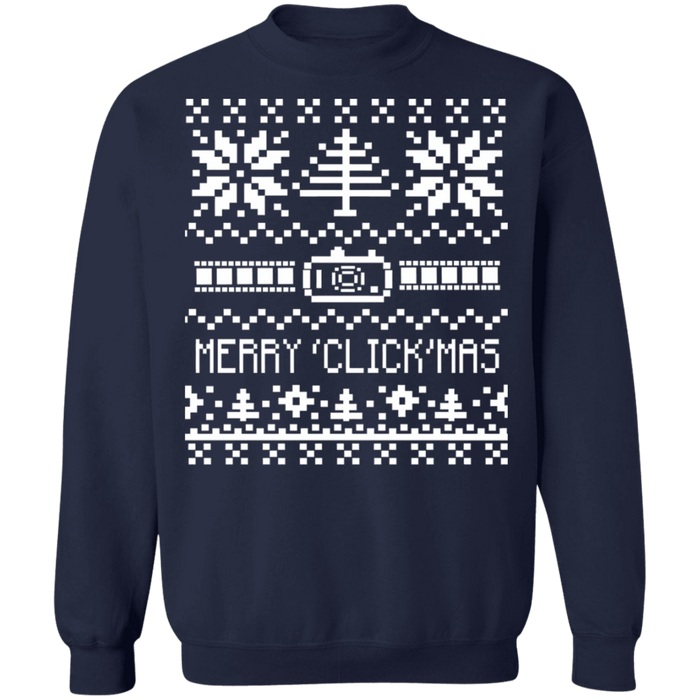 Merry Christmas ClickMas Cameraman Photographer Videographer Ugly Christmas Sweater sweatshirt